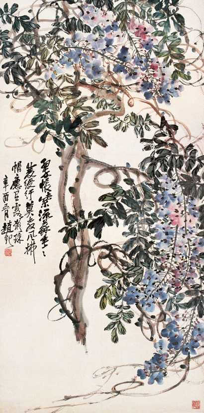 赵云壑 紫藤 立轴